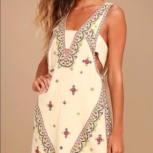Free People Never Been Beige Embroidered Dress